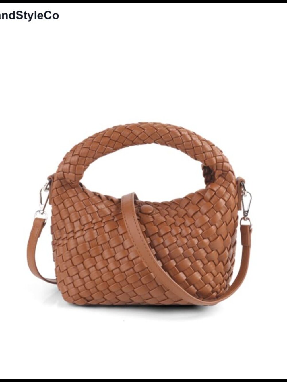 Handwoven Vegan Leather Tote Crossbody Bag with Detachable Strap